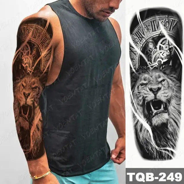 Lions in Gray and Shaded Black Tattoos