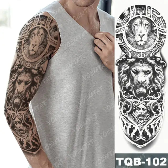 Lions in Gray and Shaded Black Tattoos