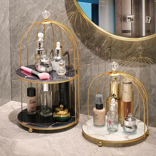 "Organize and Beautify Your Bathroom with Our Stylish Makeup Cosmetic Organizer Rack"