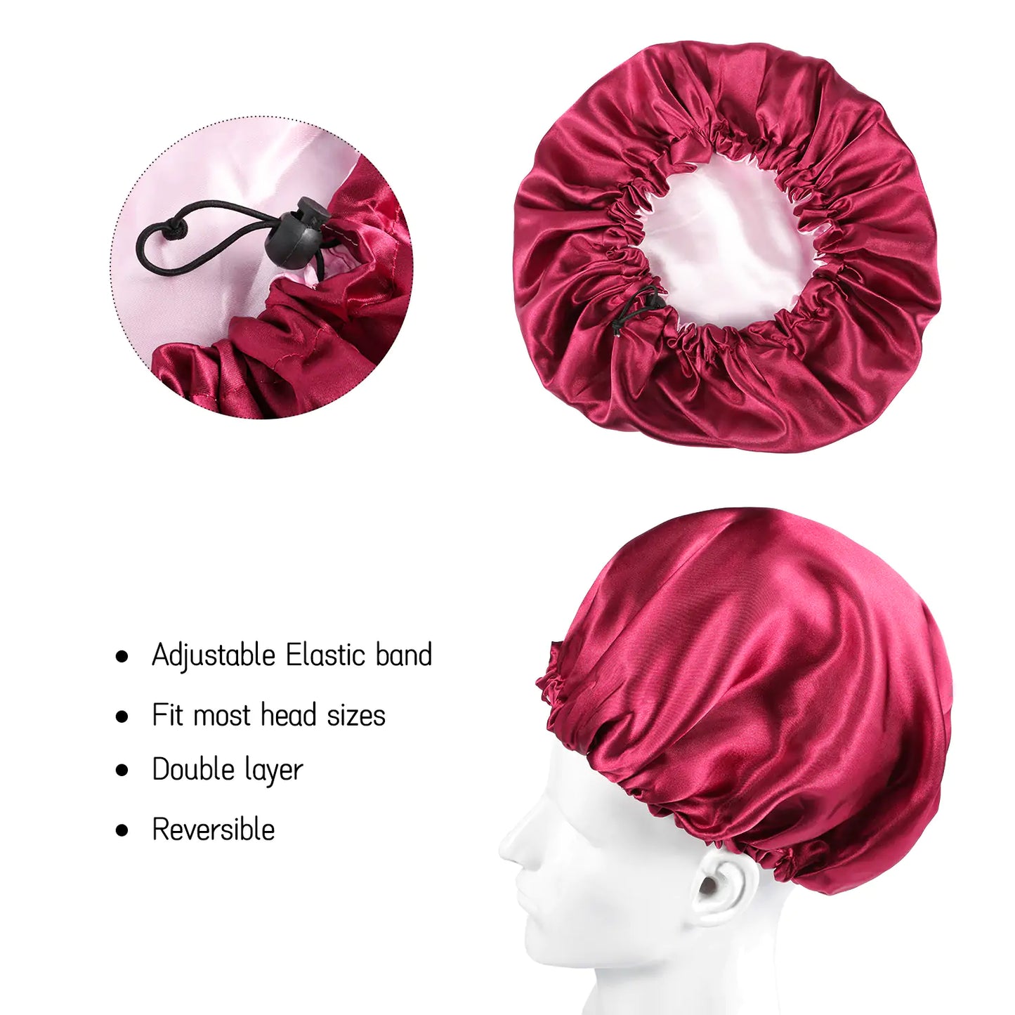 Reversible Satin Hair Caps